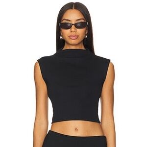 CUTS Sleeveless Mock Neck Crop Top - Black
